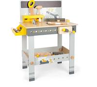 Small Foot Foot-11806 Banco de Trabajo Miniwob de Madera, Herramientas, Accesorios, Juego de Tornillos, a Partir de 3 años. Toys, Color Gris/Amarillo, Small (11806)