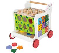 small foot 11841 - Andador de madera, diseño de oso de 4 caras, a partir de 1 año, multicolor