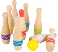 11912 Juego de Bolos Active, small foot, Madera cert. FSC® 100%, Juego Interior y Exterior, a Partir 3 años de Edad.