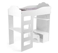 Small Foot 12025 Puppenhochbett aus Holz, mit Leiter, Bettwäsche, Schreibtisch, Stuhl und Spiegel, ab 3 Jahren Juguete, multicolor , color/modelo surtido