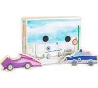 Small Foot 12041 - Libro de fotos interactivo de madera con certificado FSC 100%, libro de bebé con coches de policía, REGT la fantasía de juguetes, multicolor , color/modelo surtido