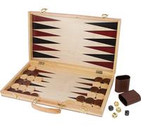 Small Foot Schach Backgammon Koffer aus Holz, Konzentrationsspiele für Groß und Klein, AB 6 Jahren, 2853, Color marrón, Crema, Negro, Talla única