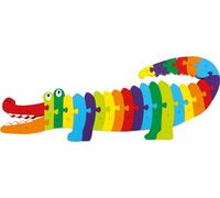 Small Foot 3425-Puzzle ABC Pintada de Colores con Efecto de Aprendizaje Rompecabezas de Madera de cocodrilo para niños, Multicolor, ca. 56 x 20 x 1.5 cm (Handelshaus Legler OHG 3425.0)