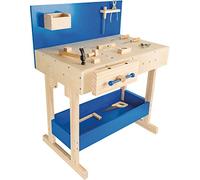 Small Foot by Legler - 10839 de banco de madera para jugar con, gran superficie de trabajo y opciones de almacenamiento para el accesorio de herramientas, para diestros y zurdos