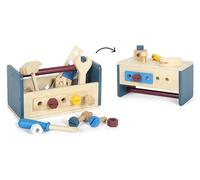 small foot Caja de Herramientas y Banco de Trabajo Workshop“, Accesorios de Madera, niños a Partir de 3 años 12557, Color Colorido