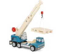 small foot Camión grúa de con Palet, Madera Juguetes niños con grúa giratoria 360° y Accesorios a Partir de 2 años 12639