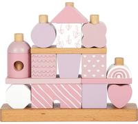 small foot Casa apilable Rosa, Creativo, construcción, apilar, Madera, 18 bloq, + 12 Meses, 12713