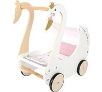 small foot Cochecito de muñecas Cisne, Madera, Incl., Ropa Cama Reversible, muñecas y Peluches de hasta 46 cm, 12283