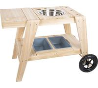 Small Foot Barro Madera, Cocina de Exterior, tamaño Compacto con Ruedas, a Partir de 3 años, 12421 Herramientas de jardín para niños Toys, Color Blanco