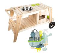 Small Foot Cocina de barro de madera - con ruedas y juego de jardín - naturaleza