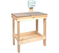 Small Foot Cocina para Barro con Mesa Madera ext. Placa cocción grabada Llave para Agua de 3 años, 12789