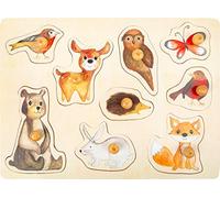 Small Foot Company-11499 Rompecabezas de Encaje Bosque de Madera, con Lindos Motivos de Animales, a Partir de los 12 Meses juguetes, Multicolor (11499) , color/modelo surtido