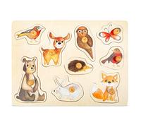 Small Foot Company-11499 Rompecabezas de Encaje Bosque de Madera, con Lindos Motivos de Animales, a Partir de los 12 Meses juguetes, Multicolor (11499) , color/modelo surtido