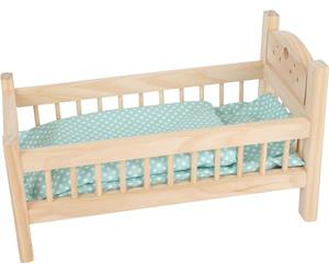 Small Foot Company 9601 - Cama pequeña de muñeca, a juego con la ropa de cama (sábanas de colores surtidos, la elección del diseño no es gratuito)