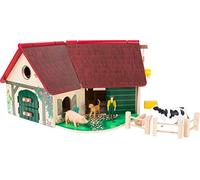 small foot company- Granja Woodfriends Hecha de Madera certificada FSC 100%, con Techo abatible Juguetes, Multicolor (small foot by Legler 11005) , color/modelo surtido