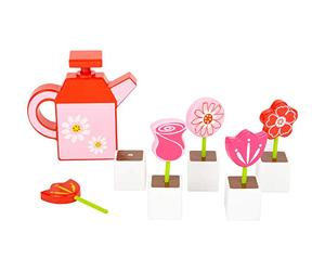 Small Foot Company Juego de Flores con regadera, de Madera fsc 100% certificada, Juego de jardín, Juego de rol Activo.