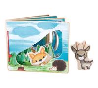 Small Foot- Libro para bebés con imágenes Cuatro Lados y Figuras de Madera para Jugar interactivamente, Entrena la motricidad Fina Juguetes, Multicolor, Small (11234)