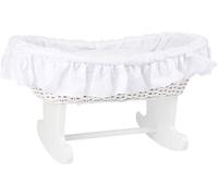 Small Foot Company- Small Foot 11417 Cuna de Mimbre Blanco para muñecas,de Madera, recubierta en su Interior de Tela, con Relleno extraíble Fantasía Juguetes, Multicolor