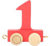 Small Foot Diseño de fútbol pequeño: Tren Colorido. El Carro de Cuatro Ruedas numerado 1" cuelga Números para Formar Edad, número de teléfono y Muchas Otras Cosas, 10563, Madera, Rojo