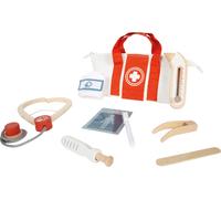 small foot Dokterstas Speelset Rood, 9-delige set met stethoscoop, spuit, thermo