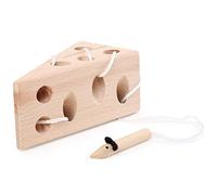 Small Foot enhebrar Queso y ratón de Madera FSC 100% certificada, Juego de motricidad clásico Gato Juguetes, Multicolor, Small (11053)