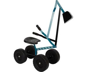 Small Foot Excavadora con Ruedas Azul, Arena, rotación de 360°, Asiento de plástico, 50 kg de Cap, de 3 años, 12798
