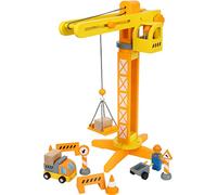 Small Foot Grúa de construcción con Accesorios de construcción, Juego de Madera para niños, 100% Certificado FSC® a Partir de 3 años Nro. de artículo: 12007