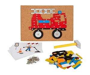 Small Foot Hammer Game Vehicles of The City Wooden with Cork Board and Hammer for Children from 3 Years 12360 Toys Multi-Coloured