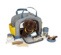 small foot hond met tas en verzorgingsset, dierenspeelgoed, rollenspel voor kind