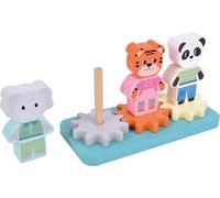 Small Foot Juego apilamiento con Engranaje “Jungle Friends”, Juguete de motricidad de Madera FSC 100%, para niños a Partir de 12 Meses, 12762