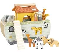 Small Foot Juego de Encaje Arca de Noé Safari, Juguete de motricidad de Madera con 15 Animales, para niños, 12456
