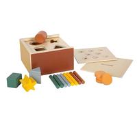 Small Foot Juego de encaje Montessori de madera, 3 insertos: monedas, varillas, bloques, desde 1 año