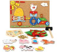 Small Foot Juego de Martillo de Madera Farm Base de Corcho con Motivos de Granja para martillar, a Partir de 3 años, 10228 Juguetes de Motor, Multicolor