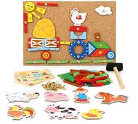 Small Foot Juego de Martillo de Madera Farm Base de Corcho con Motivos de Granja para martillar, a Partir de 3 años, 10228 Juguetes de Motor, Multicolor