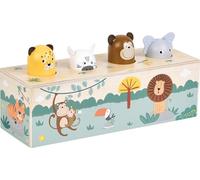 Small Foot Juego de Pulsar Sonidos de Animales Safari” de Madera FSC con 4 Figuras y Mecanismo Pop-up, Desde 1 año (12757)