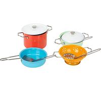 Small Foot Juego de utensilios de cocina con accesorios de metal, para la cocina de juegos, juguete de rol para niños a partir de 3 años, multicolor