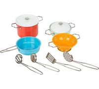Small Foot Juego de utensilios de cocina con accesorios de metal, para la cocina de juegos, juguete de rol para niños a partir de 3 años, multicolor