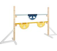 Small Foot Set Obstáculo de Madera Infantil, Juguete de Movimiento al Aire Libre para Jugar al Caballito 12398 Perro, Caballo niños, Color Azul, Amarillo, Small