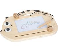 small foot Pizarra Magnética Mágica Gato, Madera, Tablero con bolígrafo, Sellos, portátil, a Partir de 2 años, 12604