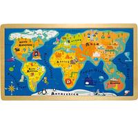 Small Foot Puzle con Marco de Mapa del Mundo de Madera, enseña el Conocimiento de continentes y océanos, a Partir de 4 años, 4240, Multicolor