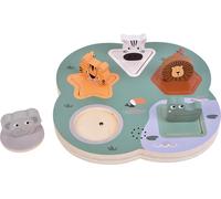 Small Foot Puzzle encajable 3D, Sonidos de Animales “Safari”, Madera FSC® certificada, con 5 Piezas, Desde 1 año, 12756