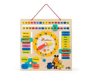 small foot Reloj de Aprendizaje con Calendario de Madera, explica la Fecha, la Temporada y la Hora, para niños a Partir de 3 años, 10496