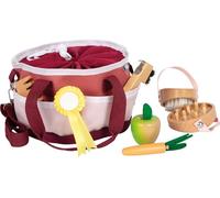 small foot Set Aseo para Caballo con Bolsa roja Acc. Madera Aptos niños, Acc. Jugar con Caballos, +3 años, 12705