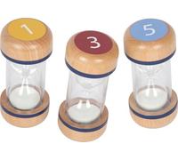Small Foot Set de Tres Relojes de Arena Educate de Madera de Haya, Relojes de 1, 3 y 5 mins., Desde 3 años, 12781
