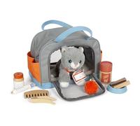 small foot Set Gato con Bolsa y Set de cuidados, Juego de Mascota, Juego de rol para niños Mayores de 2 años, 12601