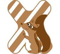 small foot Set Letras de madera para la habitación infantil X, con madera FSC® 100% certificada, letras animales, 12531