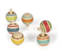 small foot Set Madera, Ideal para Llevar, 6 peonzas, Actividad para niños a Partir de 3 años, 12606, Multicolor, Mittel