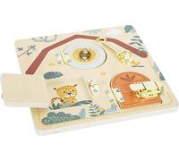 Small Foot Design Tablero motriz Safari, juguete de madera con diferentes cerraduras, desde 3 años