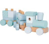 small foot Tren de Madera Azul, Juguete encajable, apilable 14 elem, Decorativo Resistente, a Partir 12 Meses 12695