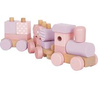 small foot Tren de Madera Rosa, Juguete encajable, apilable 14 elem, Decorativo Resistente, a Partir 12 Meses 12694
